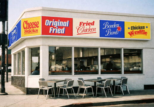 Retro Diner Storefront Mockup Offering Fried Delights PSD