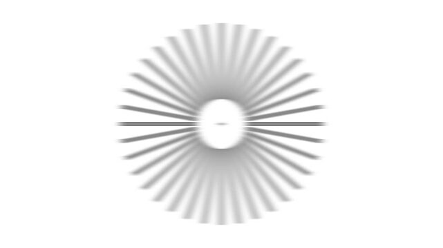 Astigmatism dial eye chart with radial lines sharpening from blurred to crisp focus in horizontal format. Transition illustrates vision testing for optometry and eye care projects.