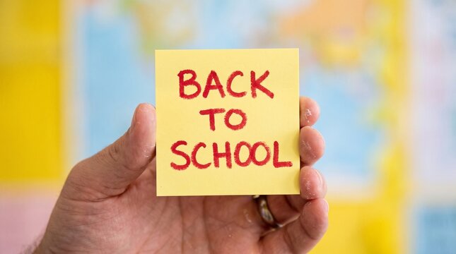 Hand Holding Back To School Handwritten Sticky Note Blurback to school