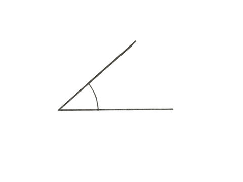 Mathematical angle symbol showing two intersecting lines with an arc isolated on transparent background
