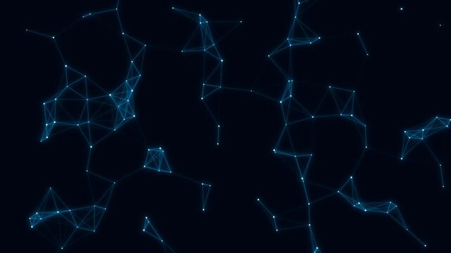 Futuristic glowing blue plexus network data nodes moving seamless loop 4k tech background video