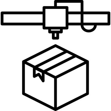 Additive manufacturing 3D printer cube thin line icon vector illustration