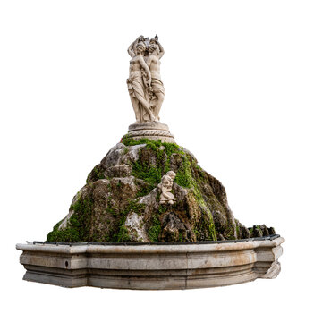 Isolated Three Graces Fountain Statue on transparent Background - Montpellier France