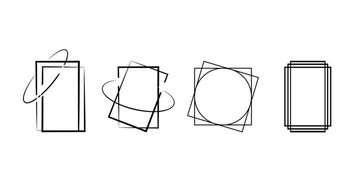 Overlapping Abstract Geometric Line Frame Set