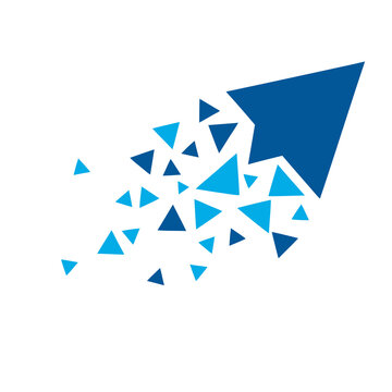 Blue triangles forming an arrow shape