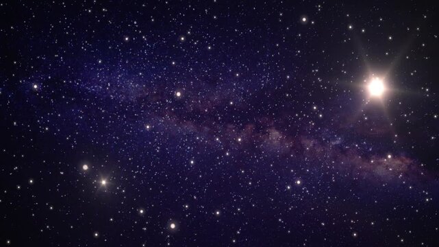 Starry night sky against background outer space. star sky. Travelling along Milky Way to distant galaxies and constellations. Intergalactic travel. Beautiful dark universe cosmic nebula. exploration