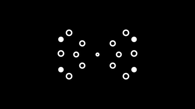 Minimalist digital motion graphics featuring connected white glowing orb animation