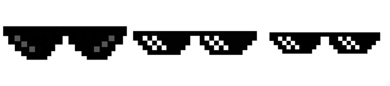 Pixelated sunglasses isolated on transparent background
