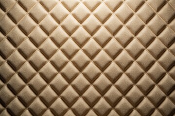 Obraz premium Textured beige diamond pattern with fabric weave detail and soft light. This quilted surface offers a neutral, elegant background for design projects.