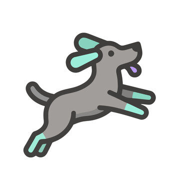Cartoon dog jumping with tongue out