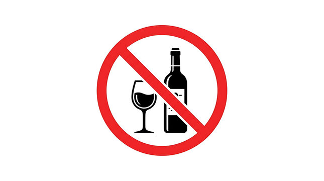 Prohibited wine and glass icon