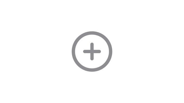 Minimalist Gray Plus Sign and Addition Icon in Circle Isolated on Plain White Background