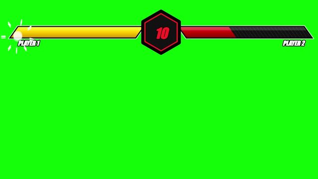 Fighting game health bar ui collection on green screen