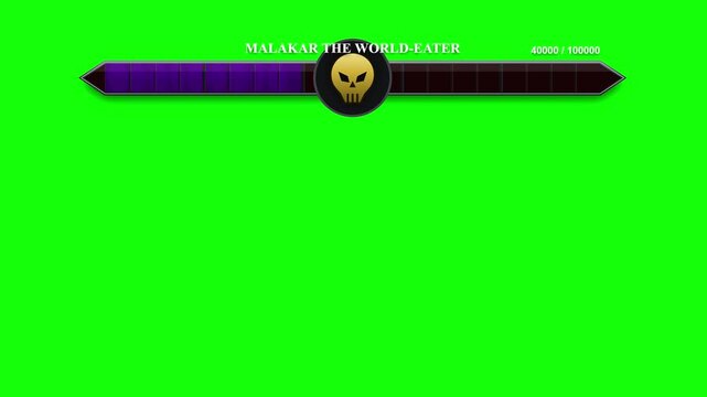 Fantasy game health bar assets with skull icons on green screen