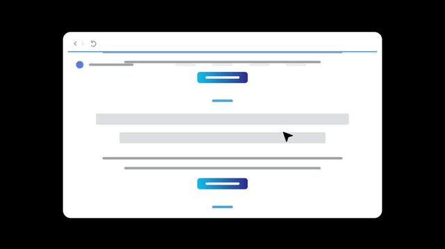 Website building in browser dashboard window animation isolated on black background