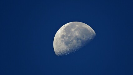  Zoom moon gray craters sunset closeup © Navacepe