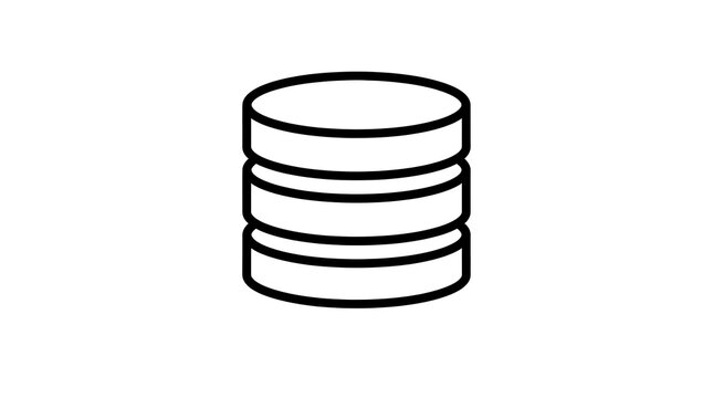 Simple cylindrical database icon with three layers