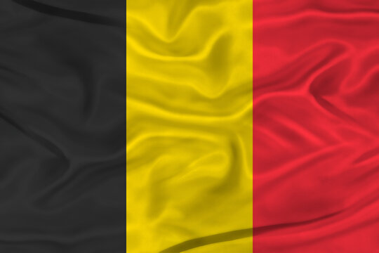 Flag of Belgium with a soft fabric texture. Belgian flag textured with fabric background