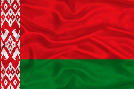 Belarusian flag textured with fabric background. Flag of Belarus with a soft fabric texture