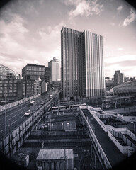 Fototapeta premium B&W Manchester skyline photo vertical 