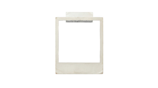Old polaroid frame taped isolated on transparent background