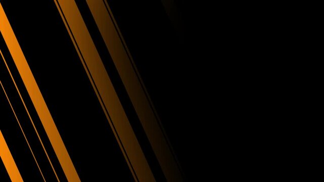 Abstract golden diagonal lines moving on black background for tech and corporate backdrops