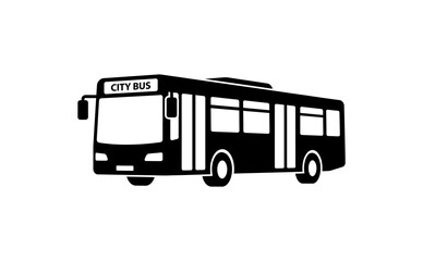 Black and white city bus vector icon isolated on a white background © CreativeDesign