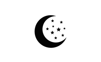 Moon and stars vector icon isolated on a clean white background design © CreativeDesign