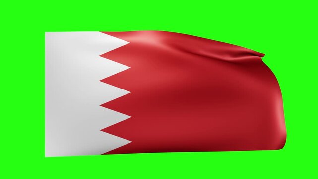 Bahrain flag waving on green screen background looped footage