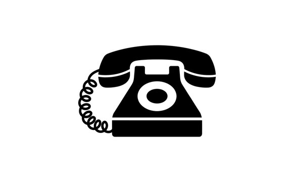 Vintage telephone icon silhouette vector graphic retro retro device design