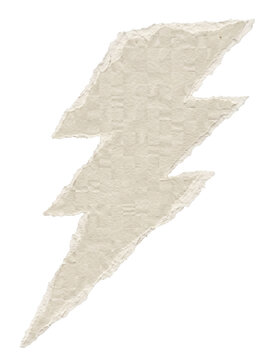 Lightning bolt shaped beige paper cutout with ragged edges for creative school or craft projects.