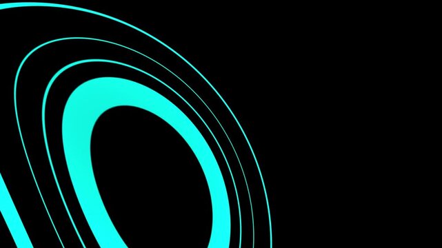 Abstract cyan concentric circles on black background for tech background and digital concepts