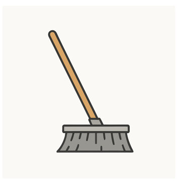 Broom with wooden handle