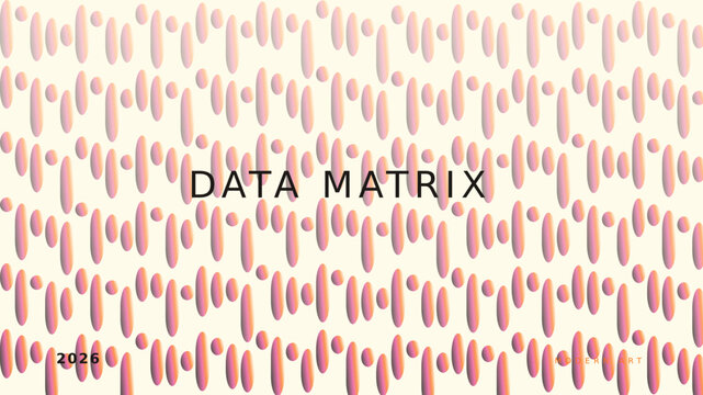 Data matrix abstract background, futuristic digital pattern with pink gradient shapes, 2026 technology concept vector illustration