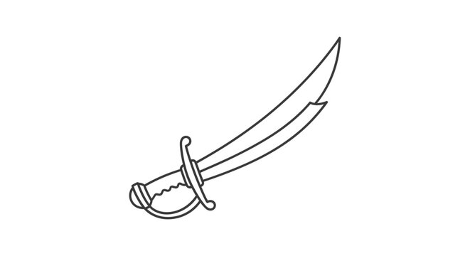 Pirate Cutlass Sword Icon - Simple Line Art Illustration