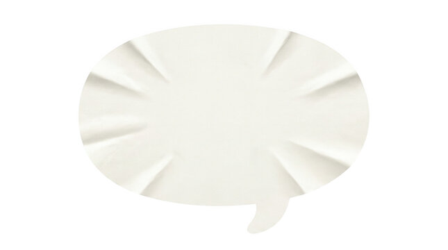 A circular white speech bubble with a folded paper style effect for text placement shown as an isolated object on a transparent background isolated on transparent background