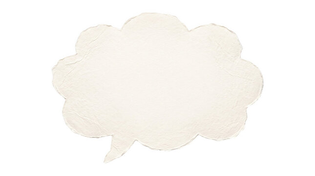 A simple white comic book style speech bubble with a rounded cloud shape for adding text messages and dialogue isolated on transparent background