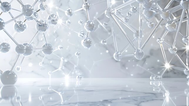 Geometric 3D molecular network on a reflective white surface