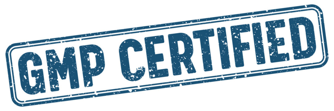 gmp certified blue grunge stamp with no background. gmp certified stamp