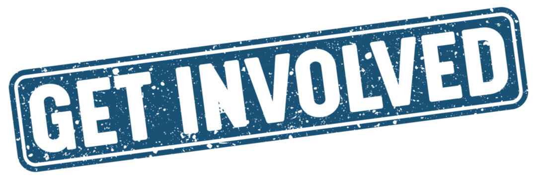 get involved stamp. get involved blue rectangular grunge stamp on transparent background