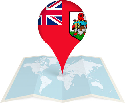 Bermuda Flag Pointer on World Map