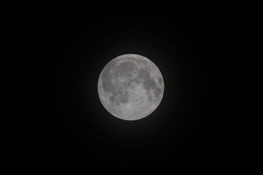 Bright full moon against a black night sky