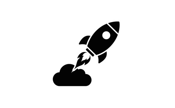 Rocket launch icon vector illustration on a clean white background design