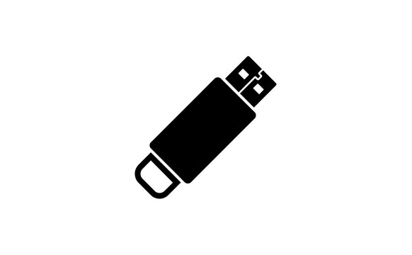 USB flash drive icon silhouette vector illustration isolated on white background