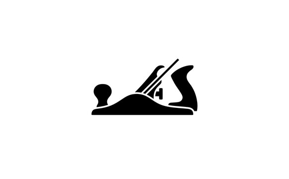Wood plane icon vector silhouette of a manual carpentry woodworking tool