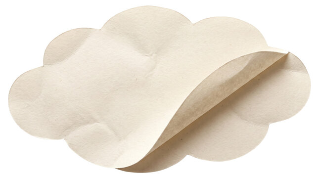 A textured beige cloud shape with a peeling corner isolated on transparent background
