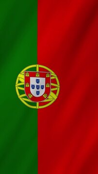 Portugal flag waving in the wind 4K animation vertical video