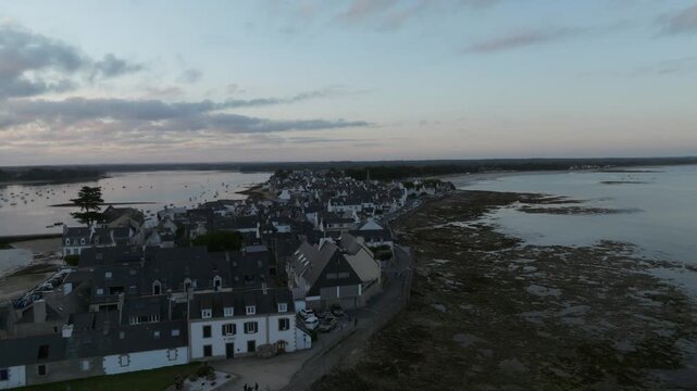 Aerial panorama of Ile Tudy at low tide