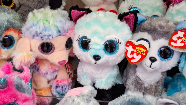 Ty Beanie Boos Heather cat and Slush husky soft plush stuffed animal toys featuring signature big glitter eyes and heart tag on September 17, 2026 in Bangkok, Thailand 