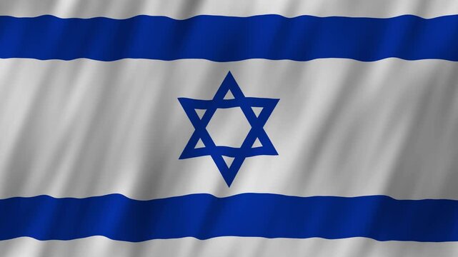 Israel flag waving in the wind 4K animation background